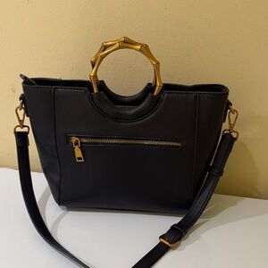 Miztique Black Crossbody Bag with Gold Handles women’s Classic handbag